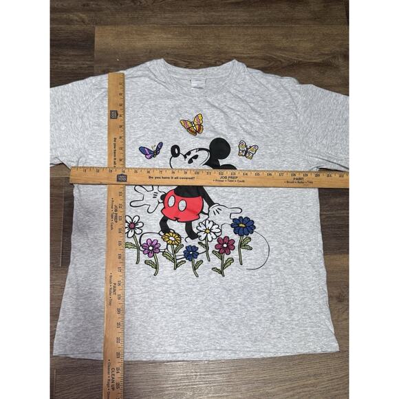Women's Disney Mickey Mouse With Embroidered Flowers/Butterflies T-Shirt Large - Picture 4 of 8